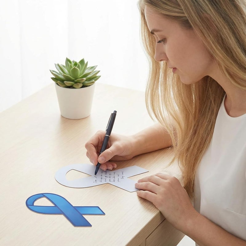 cogont 100pcs Dark Blue Awareness Donation Ribbon Cutouts for Colon Cancer Awareness Charity Fundraiser Support Events Supplies (Dark Blue) - Image 5